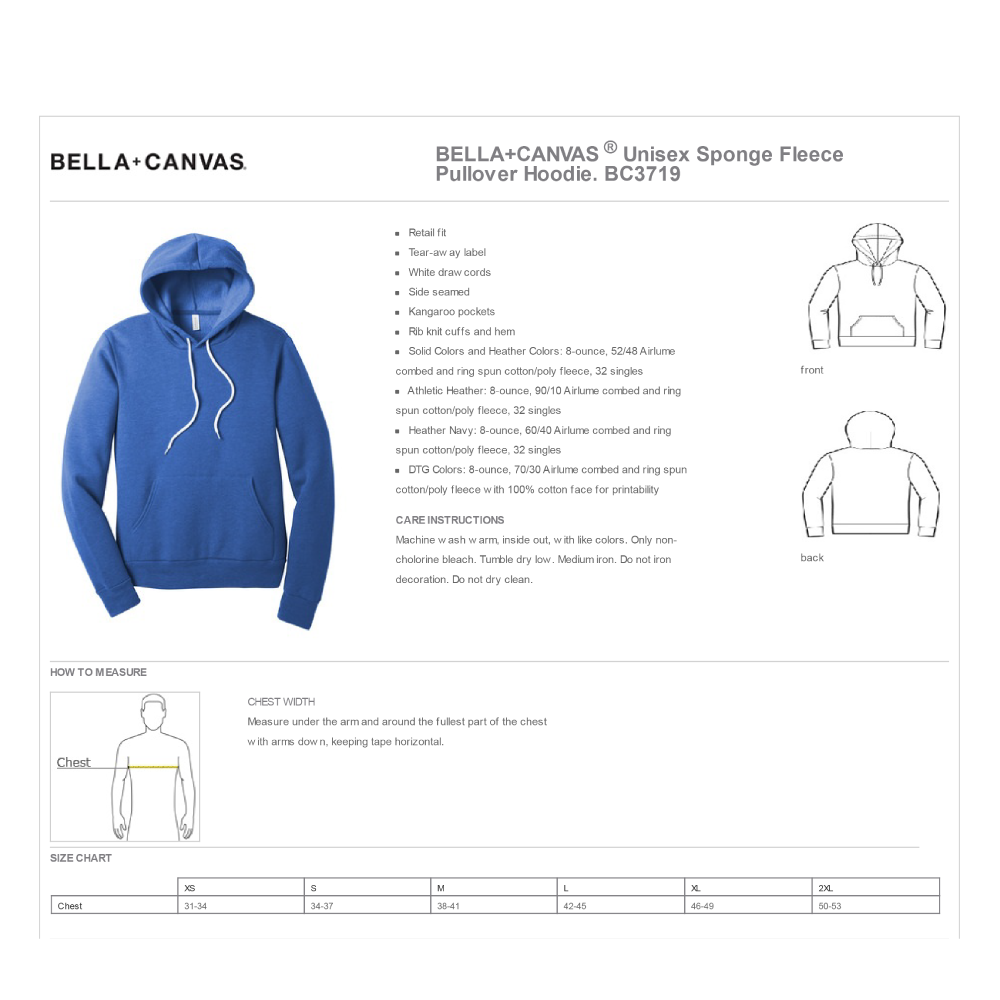 Bella+Canvas Sponge Fleece Hoodie - Black