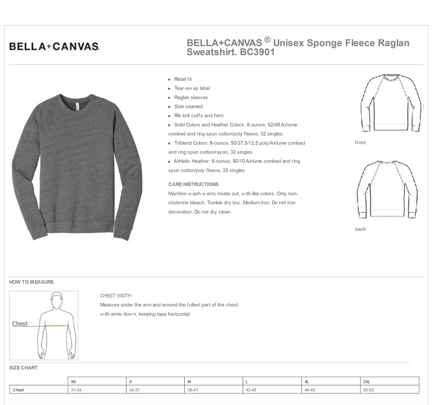 Bella+Canvas Fleece Sweatshirt