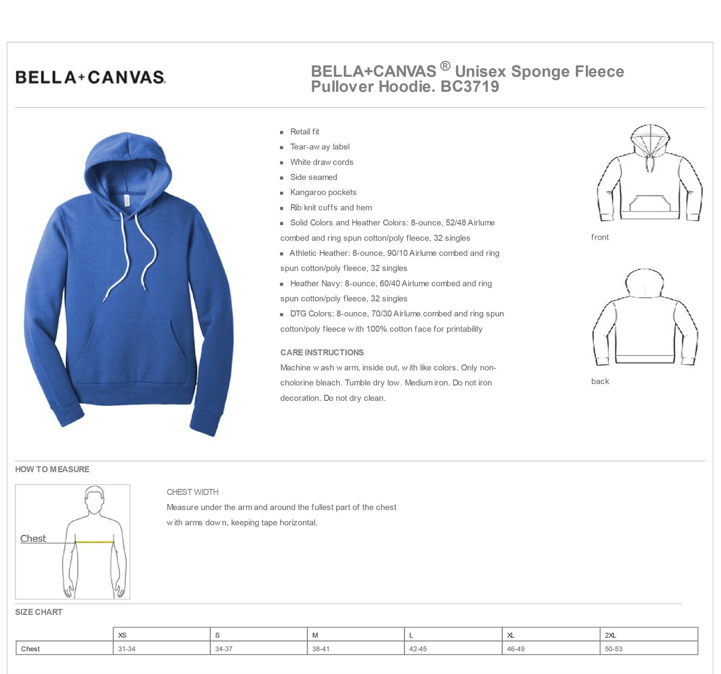 Bella+Canvas Sponge Fleece Hoodie - Black