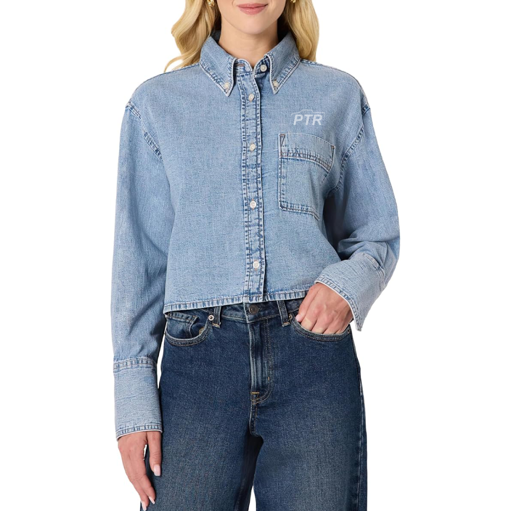 Denim Cropped Button-Down