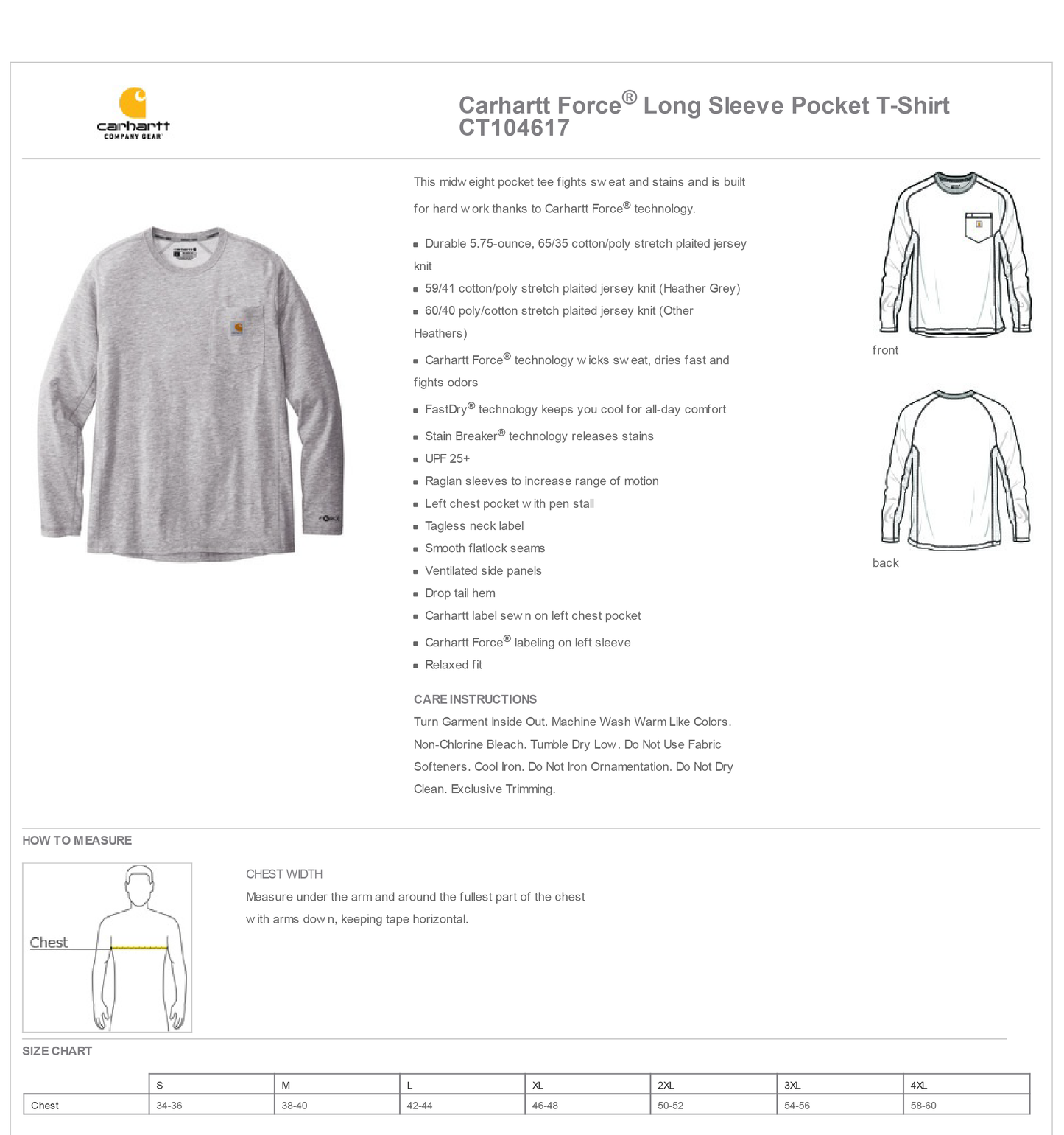 Carhartt Long Sleeve w/Pocket (Men's/ Unisex)- Dark Grey